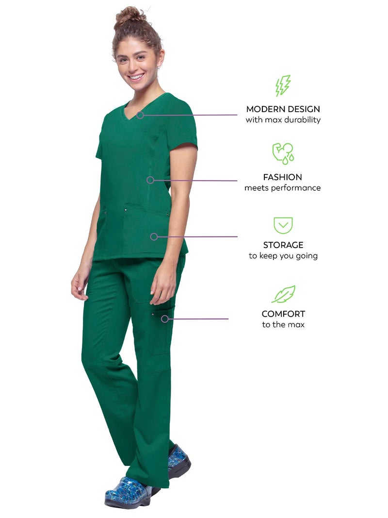 Healing Hands Women's Scrub Top V-Neck with 2 Pockets, 2-Way Stretch, and Yoga Knit Side Panels for Slim Fit - 2245, M, Hunter - Image 5